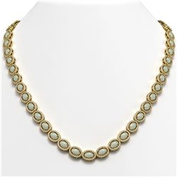 21.21 ctw Opal & Diamond Micro Pave Halo Necklace 10K Yellow Gold