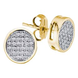 10kt Yellow Gold Round Diamond Circle Cluster Earrings 1/10 Cttw