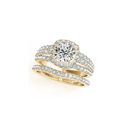2.44 ctw Certified VS/SI Diamond 2pc Wedding Set Halo 14K Yellow Gold