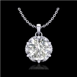 1.36 ctw VS/SI Diamond Solitaire Art Deco Necklace 18K White Gold