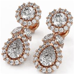 4.41 ctw Pear and Marquise Cut Diamond Earrings 18K Rose Gold