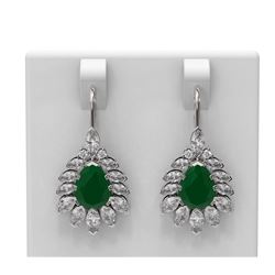 12.1 ctw Emerald & Diamond Earrings 18K White Gold