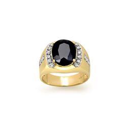 6.58 ctw Blue Sapphire & Diamond Men's Ring 10K Yellow Gold