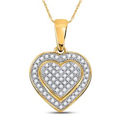 10kt Yellow Gold Round Diamond Heart Pendant 1/4 Cttw