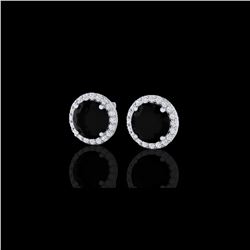 4 ctw Black Diamond Certified Micro Pave Earrings 18K White Gold