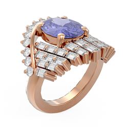 8.78 ctw Tanzanite & Diamond Ring 18K Rose Gold