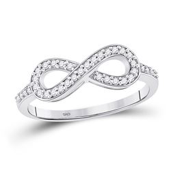 10kt White Gold Round Pave-set Diamond Infinity Ring 1/5 Cttw
