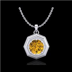 0.75 ctw Intense Fancy Yellow Diamond Art Deco Necklace 18K White Gold