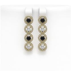 4.52 ctw Black & Diamond Micro Pave Earrings 18K Yellow Gold