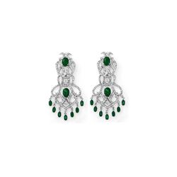 17.30 ctw Emerald & Diamond Earrings 14K White Gold