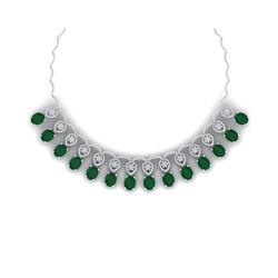 54.05 ctw Emerald & VS Diamond Necklace 18K White Gold