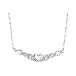 10kt White Gold Round Diamond Heart Pendant Necklace 1/6 Cttw