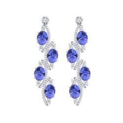 16.23 ctw Tanzanite & VS Diamond Earrings 18K White Gold