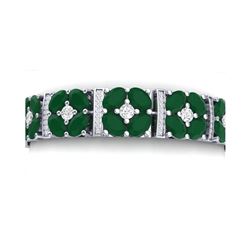 48.04 ctw Emerald & VS Diamond Bracelet 18K White Gold