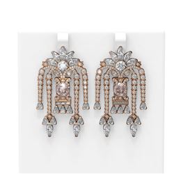 15.33 ctw Morganite & Diamond Earrings 18K Rose Gold