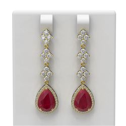 9.82 ctw Ruby & Diamond Earrings 18K Yellow Gold