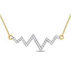 10kt Yellow Gold Round Diamond Heartbeat Pendant Necklace 1/4 Cttw