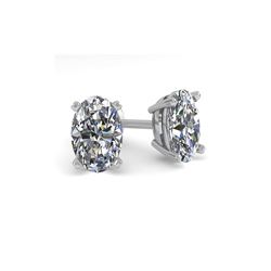 1.0 ctw Oval Cut VS/SI Diamond Stud Designer Earrings 14K White Gold