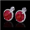Image 1 : 25 ctw Ruby & Micro Pave VS/SI Diamond Earrings 18K White Gold
