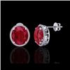 Image 2 : 25 ctw Ruby & Micro Pave VS/SI Diamond Earrings 18K White Gold
