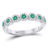 Image 1 : 10kt White Gold Round Emerald Circle Stackable Band Ring 1/2 Cttw