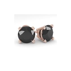 3.0 ctw Black Diamond Stud Designer Earrings 18K Rose Gold