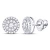 Image 1 : 14kt White Gold Round Diamond Solitaire Cluster Stud Earrings 1/4 Cttw