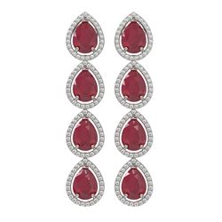 16.01 ctw Ruby & Diamond Micro Pave Halo Earrings 10K White Gold