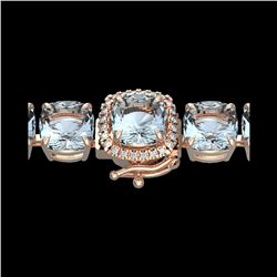 350 ctw Sky Blue Topaz & Micro Diamond Bracelet 14K Rose Gold