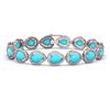 Image 1 : 15.8 ctw Turquoise & Diamond Micro Pave Halo Bracelet 10K White Gold