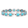 Image 2 : 15.8 ctw Turquoise & Diamond Micro Pave Halo Bracelet 10K White Gold