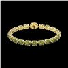 Image 2 : 17.25 ctw Green Tourmaline & VS/SI Diamond Micro Bracelet 14K Yellow Gold