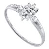 Image 1 : 10kt White Gold Round Prong-set Diamond Cluster Slender Ring 1/8 Cttw