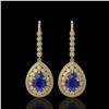 Image 1 : 10.15 ctw Sapphire & Diamond Victorian Earrings 14K Yellow Gold