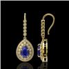 Image 2 : 10.15 ctw Sapphire & Diamond Victorian Earrings 14K Yellow Gold