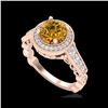 Image 1 : 1.91 ctw Intense Fancy Yellow Diamond Art Deco Ring 18K Rose Gold