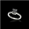 Image 2 : 3 ctw Cushion Cut Black Diamond Solitaire Ring 18K White Gold