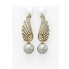 Image 1 : 2.16 ctw Diamond and Pearl Earrings 18K Yellow Gold