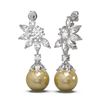 Image 2 : 7.42 ctw Diamond and Pearl Earrings 18K White Gold