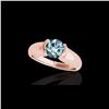 Image 1 : 1 ctw SI Certified Fancy Blue Diamond Solitaire Ring 10K Rose Gold