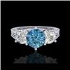 Image 2 : 2.01 ctw Fancy Intense Blue Diamond Art Deco Ring 18K White Gold
