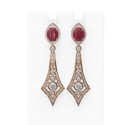 10.32 ctw Ruby & Diamond Earrings 18K Rose Gold