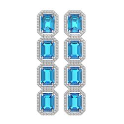 18.99 ctw Swiss Topaz & Diamond Micro Pave Halo Earrings 10K White Gold