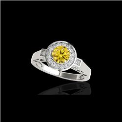 1.75 ctw Certified SI/I Fancy Intense Yellow Diamond Ring 10K White Gold