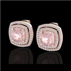 3.95 ctw Morganite & Micro Pave VS/SI Diamond Earrings 14K Rose Gold