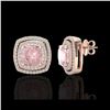 Image 2 : 3.95 ctw Morganite & Micro Pave VS/SI Diamond Earrings 14K Rose Gold