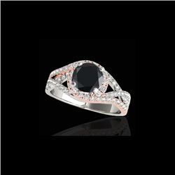 1.5 ctw Certified VS Black Diamond Solitaire Halo Ring 10K White & Rose Gold