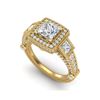 Image 1 : 3 ctw Princess VS/SI Diamond Art Deco 3 Stone Ring 18K Yellow Gold