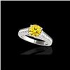 Image 1 : 1.5 ctw Certified SI/I Fancy Intense Yellow Diamond Ring 10K White Gold