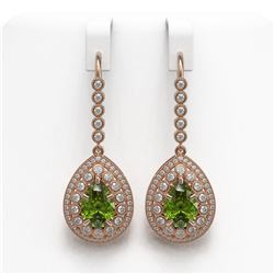 9.95 ctw Tourmaline & Diamond Victorian Earrings 14K Rose Gold